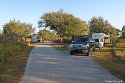 Northern Loop -> view towards end of loop. Back-in #29 on right with pull-through #28 in back in left.