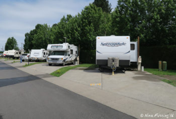 View of smaller sites along right side of park (trailer in site #64)