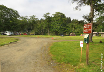 Lakeside Campground -> View of main entrance. Site in right back is #205. Car on left in site #203