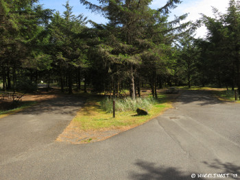 View down non-hookup ring. Site #110 on left, #109 on right.