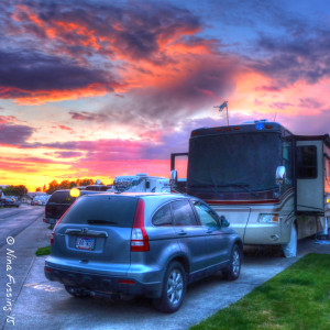 A colorful sunset at our RV park