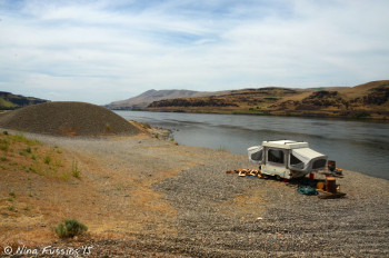 View of a site right by the river. This was soft and best-suited for a small rig.