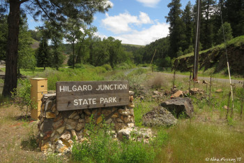 View of entrance to park. On left is campground. On right is the gate to the ~1 mile fire-road hike.
