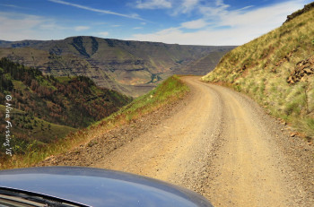 The curvy road into the canyon