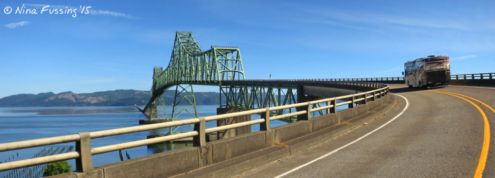"The Beast" crosses the Astoria Bridge, a steel cantilever through truss bridge that spans the Columbia River between OR & WA