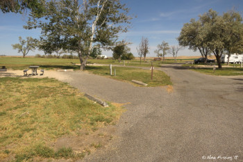 View down one arm of Broken Wheel. Site #8 on left. RV in site #3 in back