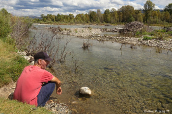 Relaxing by the river next to the campground