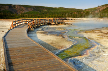 Morning view on the Biscuit Basin walkway