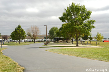 View down one of the many "streets" in the park. Site 361 on right.