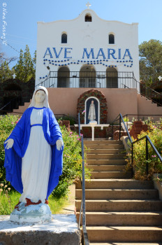 The Ave Maria Shrine sits on the hill above town and dates to 1934.