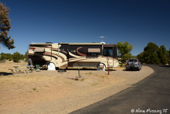 Side view of our site #49. We had good space and slice water view out the front, but no real shade or privacy.
