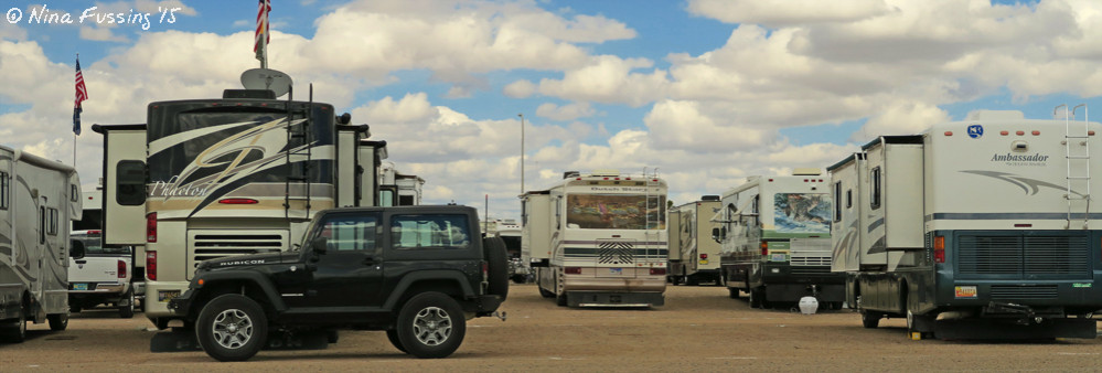 Everything here is "rally style" parking on dirt lots