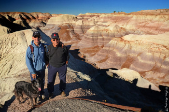 Polly, Paul and his dad pose at the Painted Hills, AZ