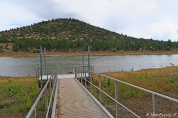 View of fishing pier. This was closed while we were here, but folks were still fishing from the lakeshore.