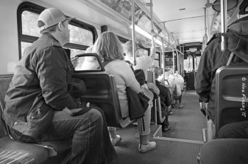 Buses are empty early on, but get full later in the day