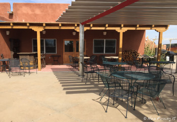 Open patio seating area by the main facilities. Anyone can use this.