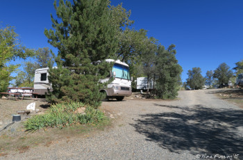 Another view of "lower park" loop. Site #19 is one of only 4 pull-through sites in the park. Site #16/15 behind it.