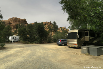 Further down "upper park" loop. RV in site #56 on right with #55, #54, #53 to left of it.