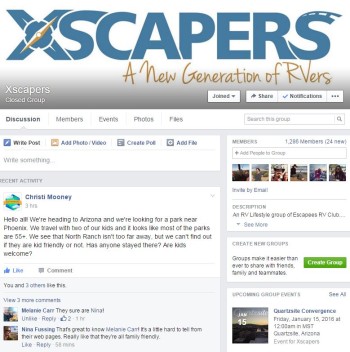 Xscapers is just one of the many great interactive Facebook RV groups out there.
