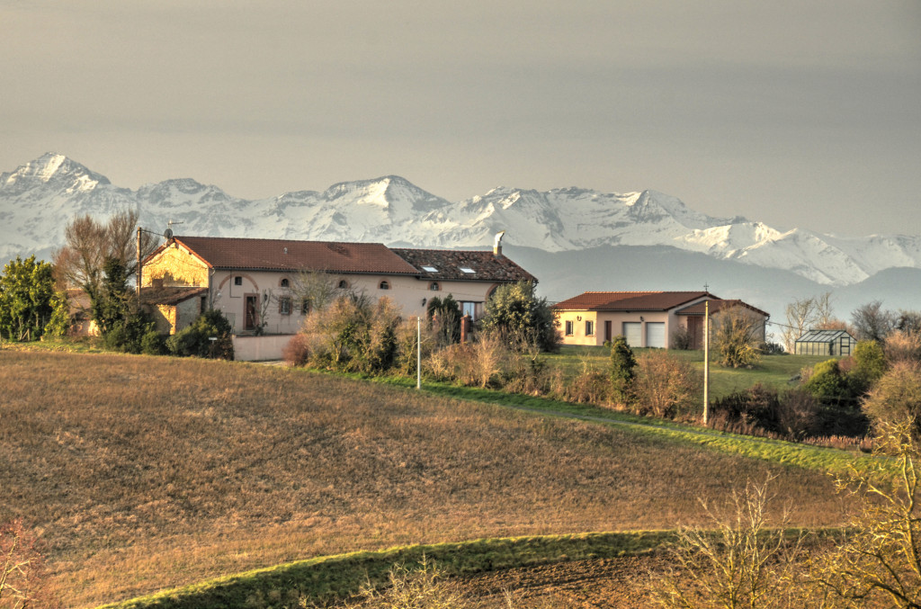 My fathers house backed by the gorgeous Pyrenees
