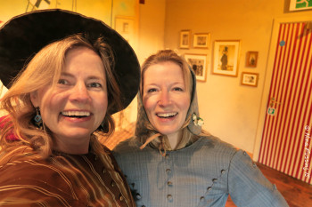 My sis and I share the same quirky humor. Here we have a laugh in period costume on the SS Great Britain