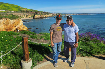 Paul and his dad at Dinosaur Cave