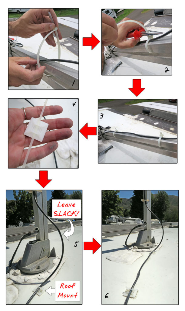 Securing antenna cable to Batwing & roof
