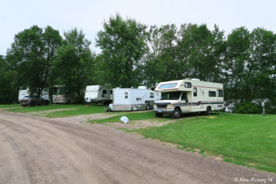 More of outer back-in sites. Site #50 on right with #49, #48 behind it. All electric/water.