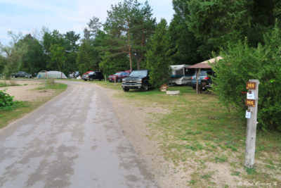 Section E campsites by the water-front. These have lake views out the front. Site 165 on right.