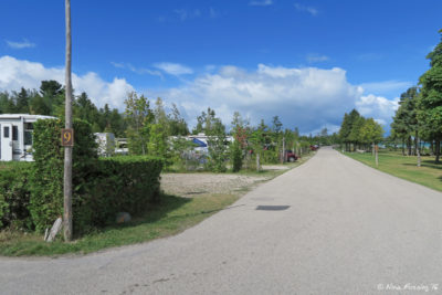 View down water-front section 9. Site 608 on left. All these sites have water views out the front.