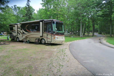 View of our huge end site in loop 446-492. This is site 469. It was right next to the dog beach and we had 50A hookup.