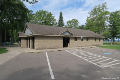 View of facilities. There are 4 of these buildings in the campground.