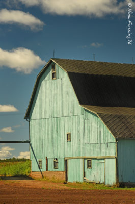 An unusual green barn near Manchester, MI