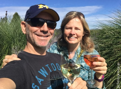 Enjoying a glass at Brys Estate