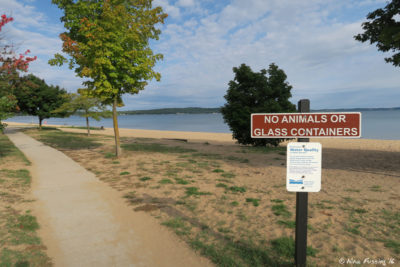 View of beach on other side of US 31. No dogs allowed sadly.