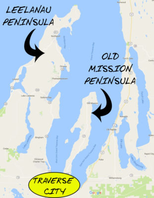 Traverse City sits right in the bay between 2 peninsulas