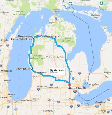 Our very quick western "mitt" travel route