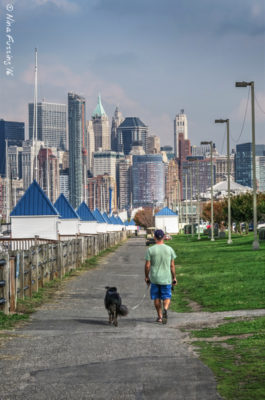 Walking Polly in Liberty State Park just down the way from the RV Park