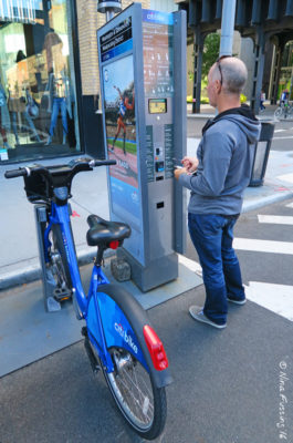 Paul renting a bike at a Citibike station