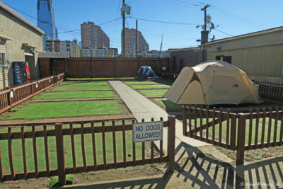 View of tent sites and facilities (on left)