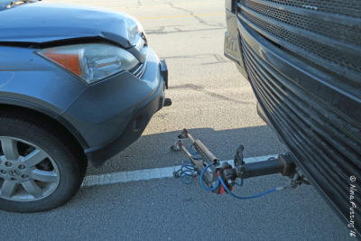 Picture from the scene showing how the RV and car were positioned after the fact