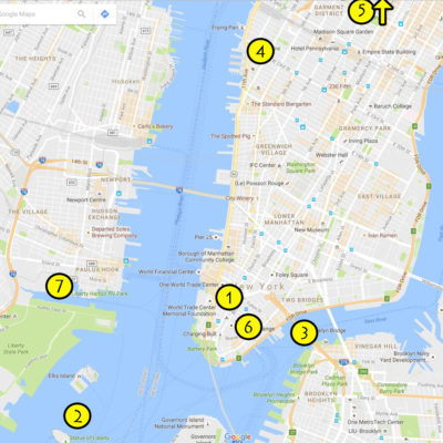 Approx location of the few sights we saw in NYC