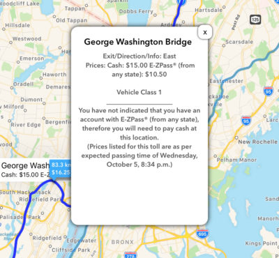 Now THAT is useful info! Screenshot from Toll Smart