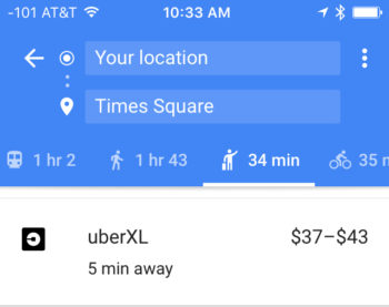 Google even shows you Uber & Lyft options!