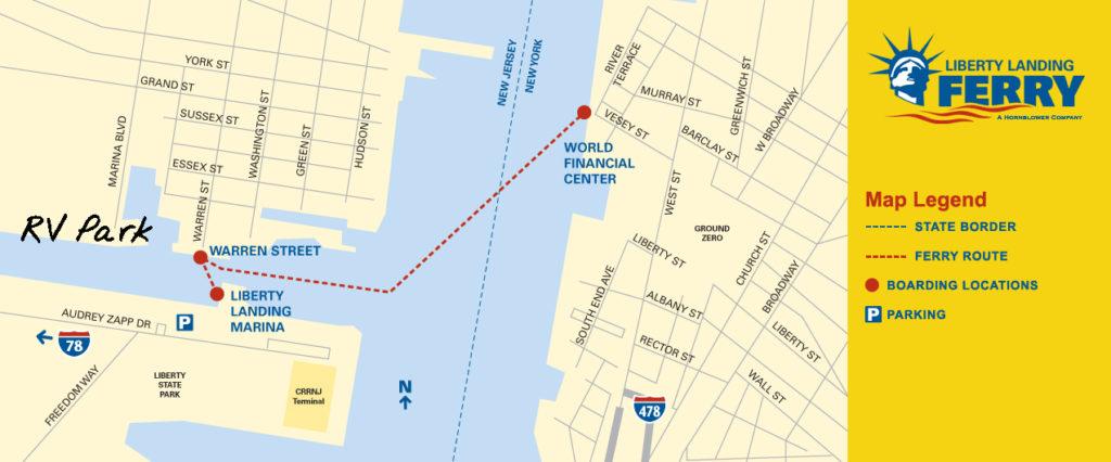 This was our favorite ferry route. The Warren Street landing is just 10 mins walk from the RV Park.