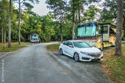 Cedar Point Campground was just lovely (that white car is a rental)