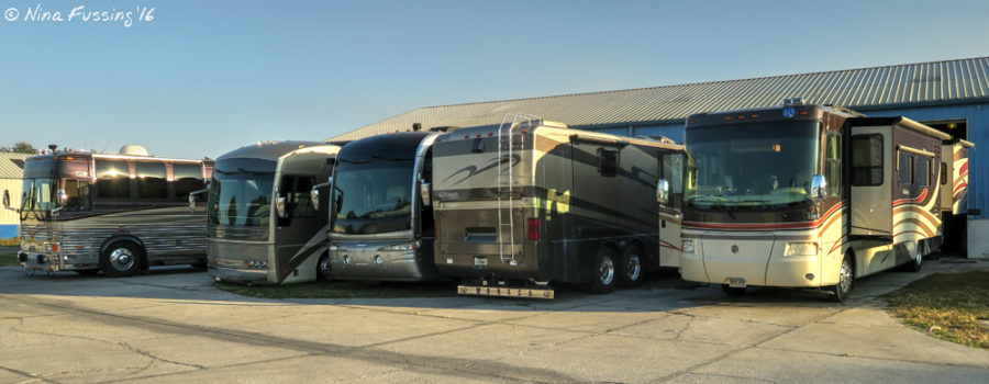 Lots of fancy rigs here. This was our night-time spot outside the shop.