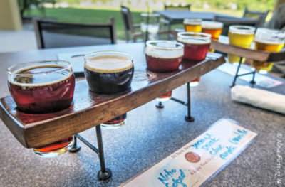 A beer flight at Brew Hub