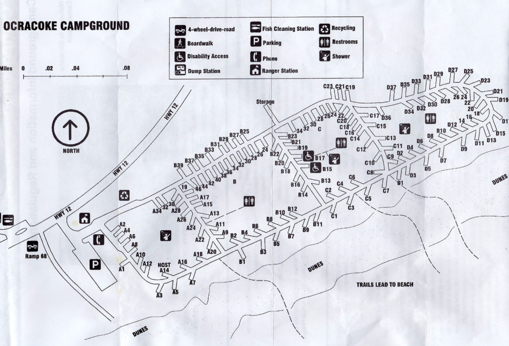 Ocracoke Campground Map. Click for larger size.